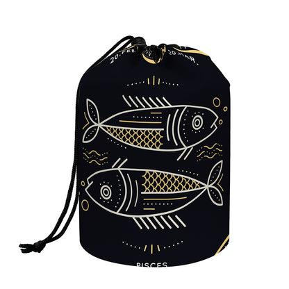 Vintage Pisces Zodiac Sign Print Drawstring Makeup Bag