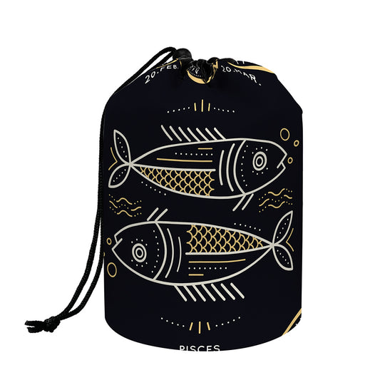 Vintage Pisces Zodiac Sign Print Drawstring Makeup Bag