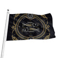 Vintage Pisces Zodiac Sign Print Flag