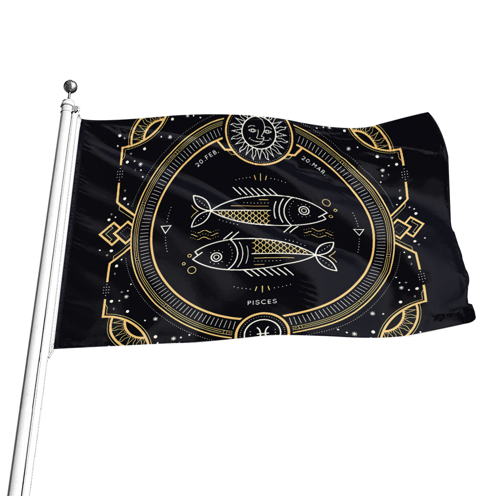 Vintage Pisces Zodiac Sign Print Flag