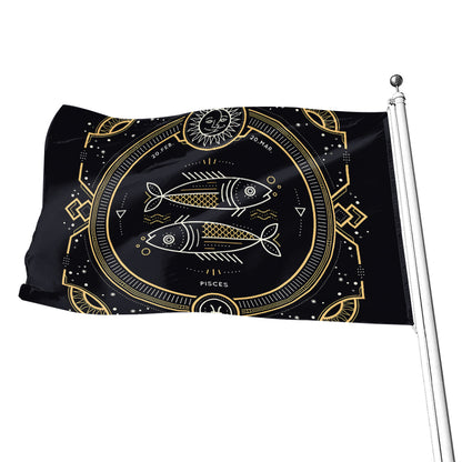 Vintage Pisces Zodiac Sign Print Flag