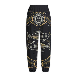 Vintage Pisces Zodiac Sign Print Fleece Lined Knit Pants