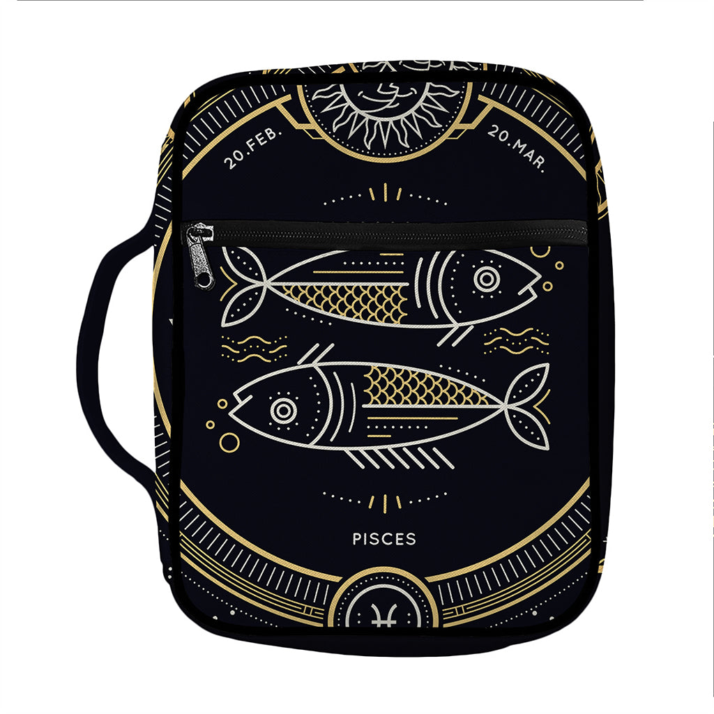 Vintage Pisces Zodiac Sign Print Front Pocket Bible Bag