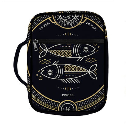 Vintage Pisces Zodiac Sign Print Front Pocket Bible Bag