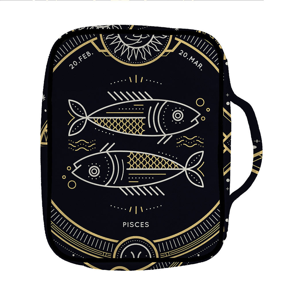 Vintage Pisces Zodiac Sign Print Front Pocket Bible Bag