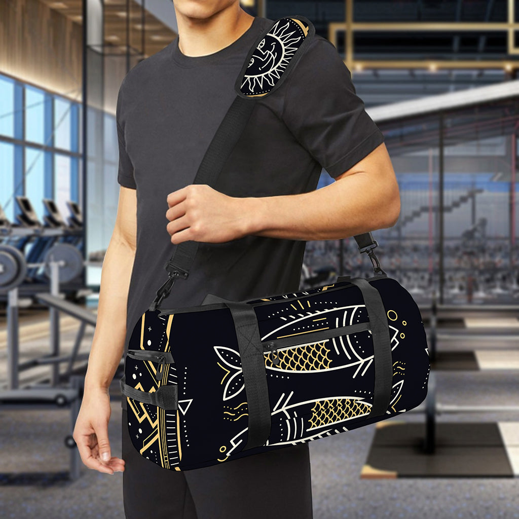 Vintage Pisces Zodiac Sign Print Gym Bag