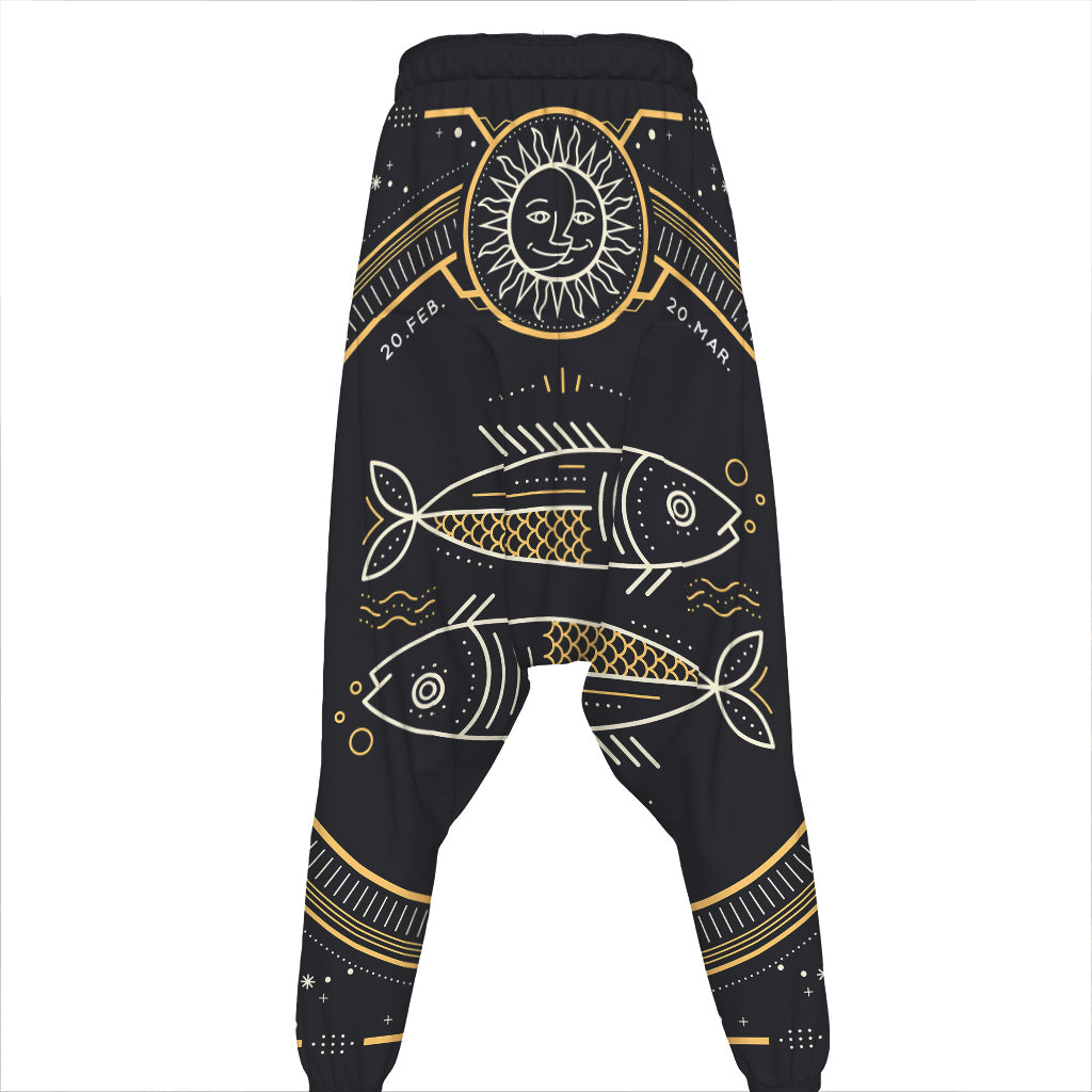 Vintage Pisces Zodiac Sign Print Hammer Pants