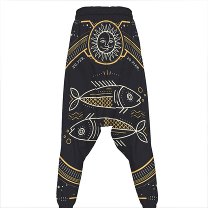 Vintage Pisces Zodiac Sign Print Hammer Pants