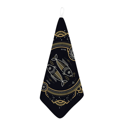 Vintage Pisces Zodiac Sign Print Hand Towel