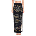 Vintage Pisces Zodiac Sign Print High Slit Maxi Skirt