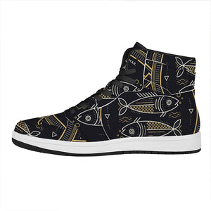 Vintage Pisces Zodiac Sign Print High Top Leather Sneakers