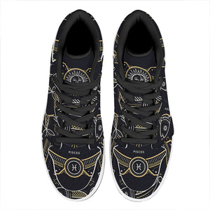 Vintage Pisces Zodiac Sign Print High Top Leather Sneakers