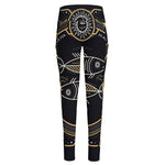 Vintage Pisces Zodiac Sign Print High-Waisted Pocket Leggings