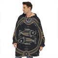 Vintage Pisces Zodiac Sign Print Hoodie Blanket