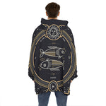 Vintage Pisces Zodiac Sign Print Hoodie Blanket