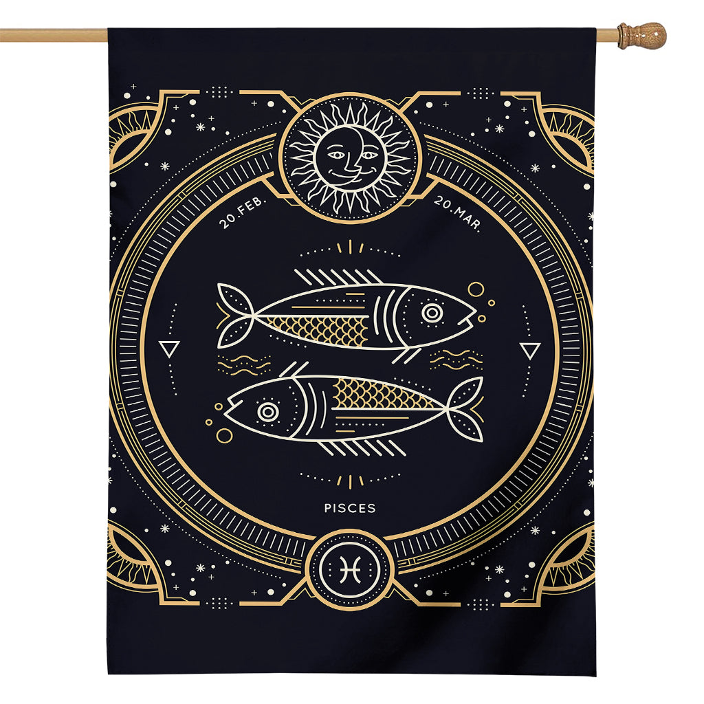 Vintage Pisces Zodiac Sign Print House Flag