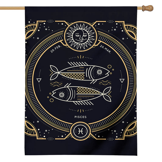 Vintage Pisces Zodiac Sign Print House Flag