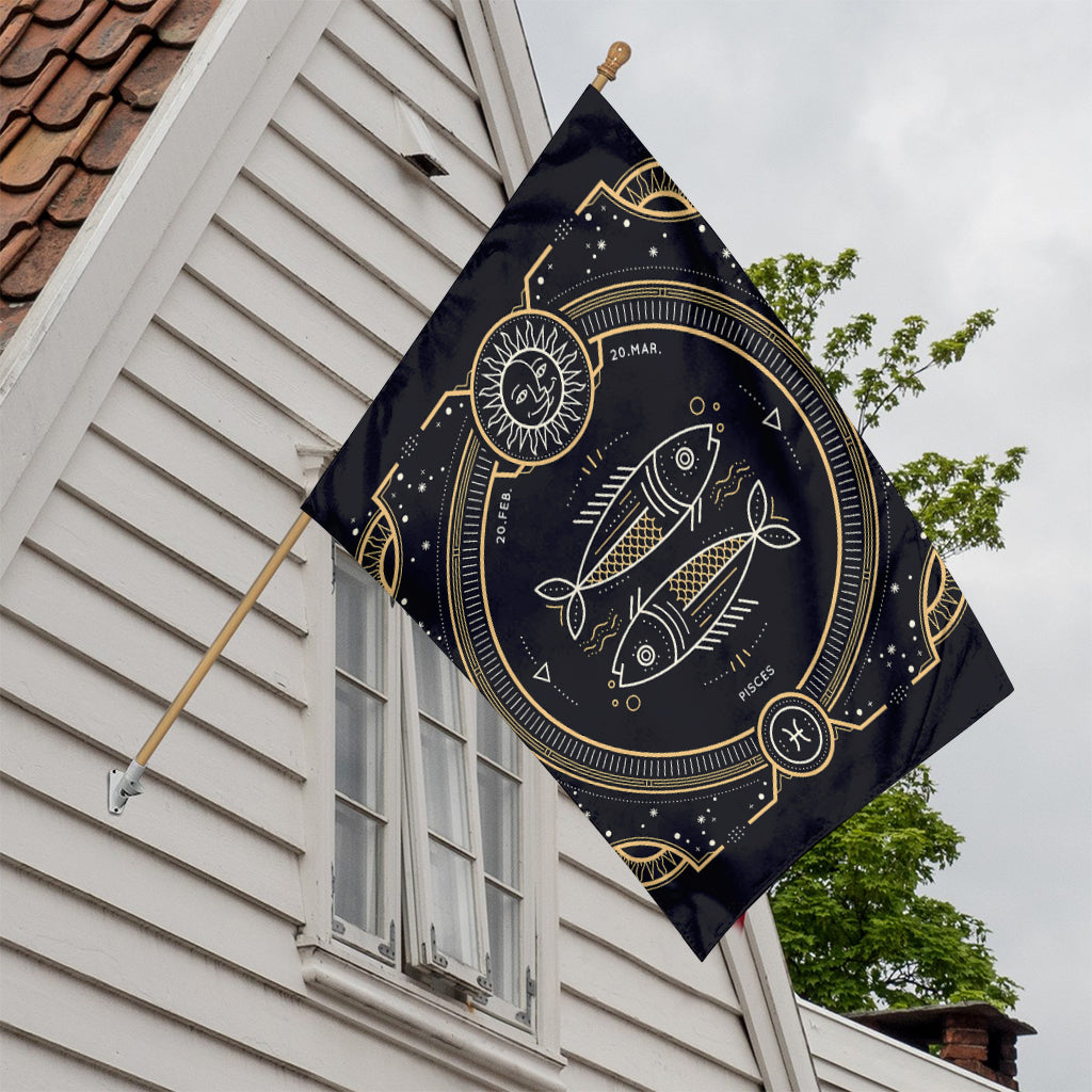 Vintage Pisces Zodiac Sign Print House Flag