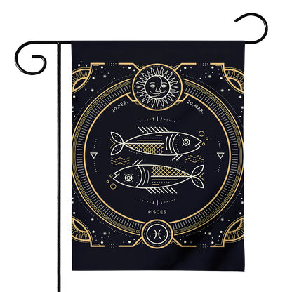 Vintage Pisces Zodiac Sign Print House Flag