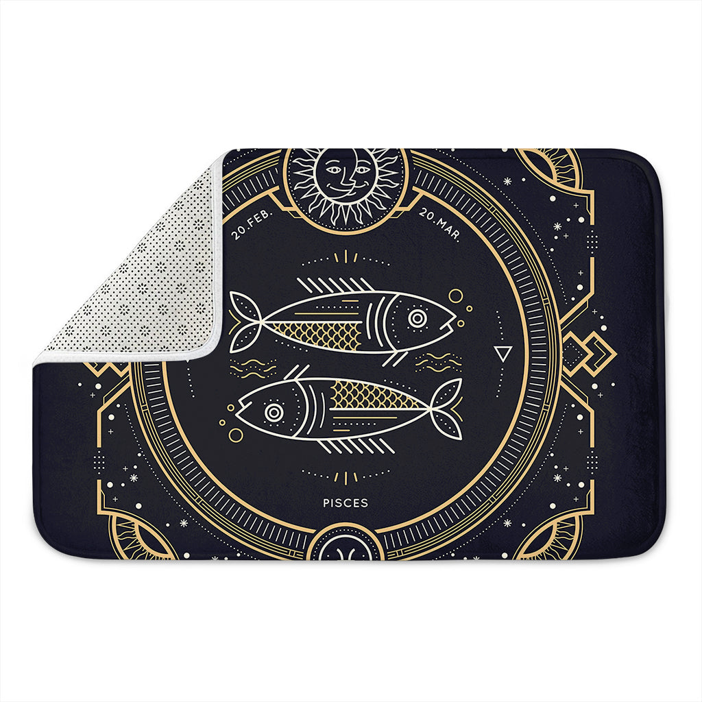 Vintage Pisces Zodiac Sign Print Indoor Door Mat