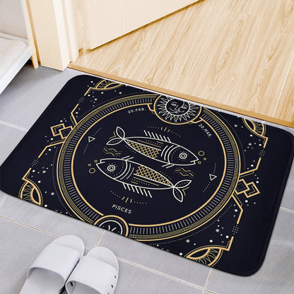 Vintage Pisces Zodiac Sign Print Indoor Door Mat