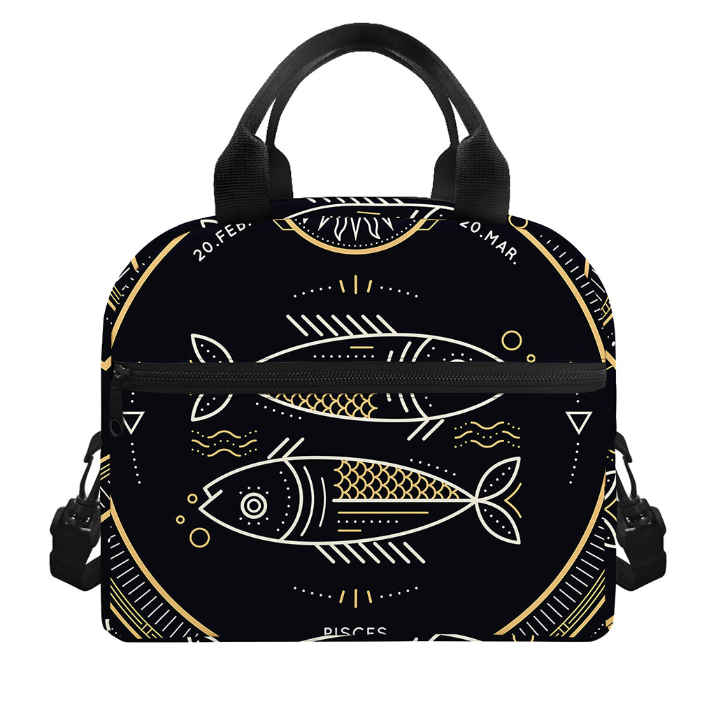 Vintage Pisces Zodiac Sign Print Insulated Lunch Bag