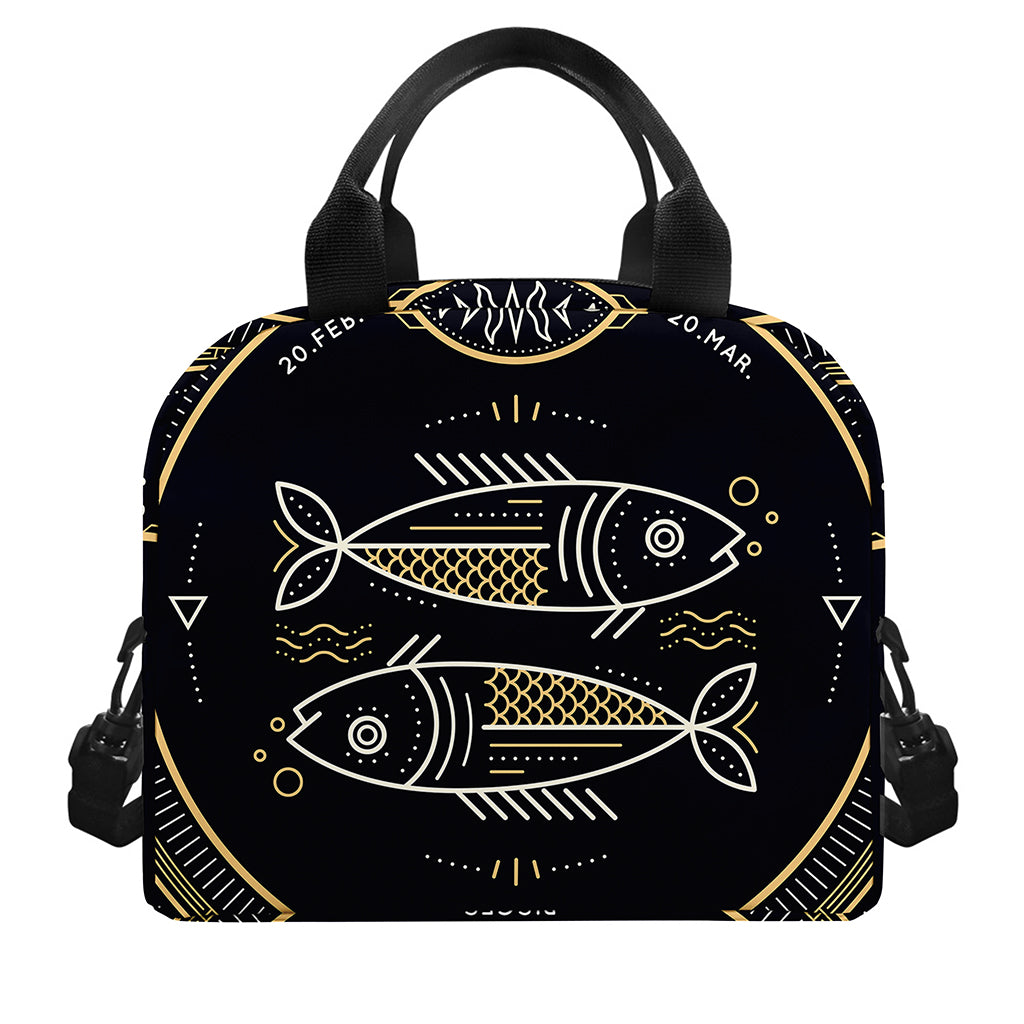 Vintage Pisces Zodiac Sign Print Insulated Lunch Bag