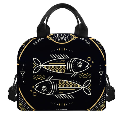 Vintage Pisces Zodiac Sign Print Insulated Lunch Bag
