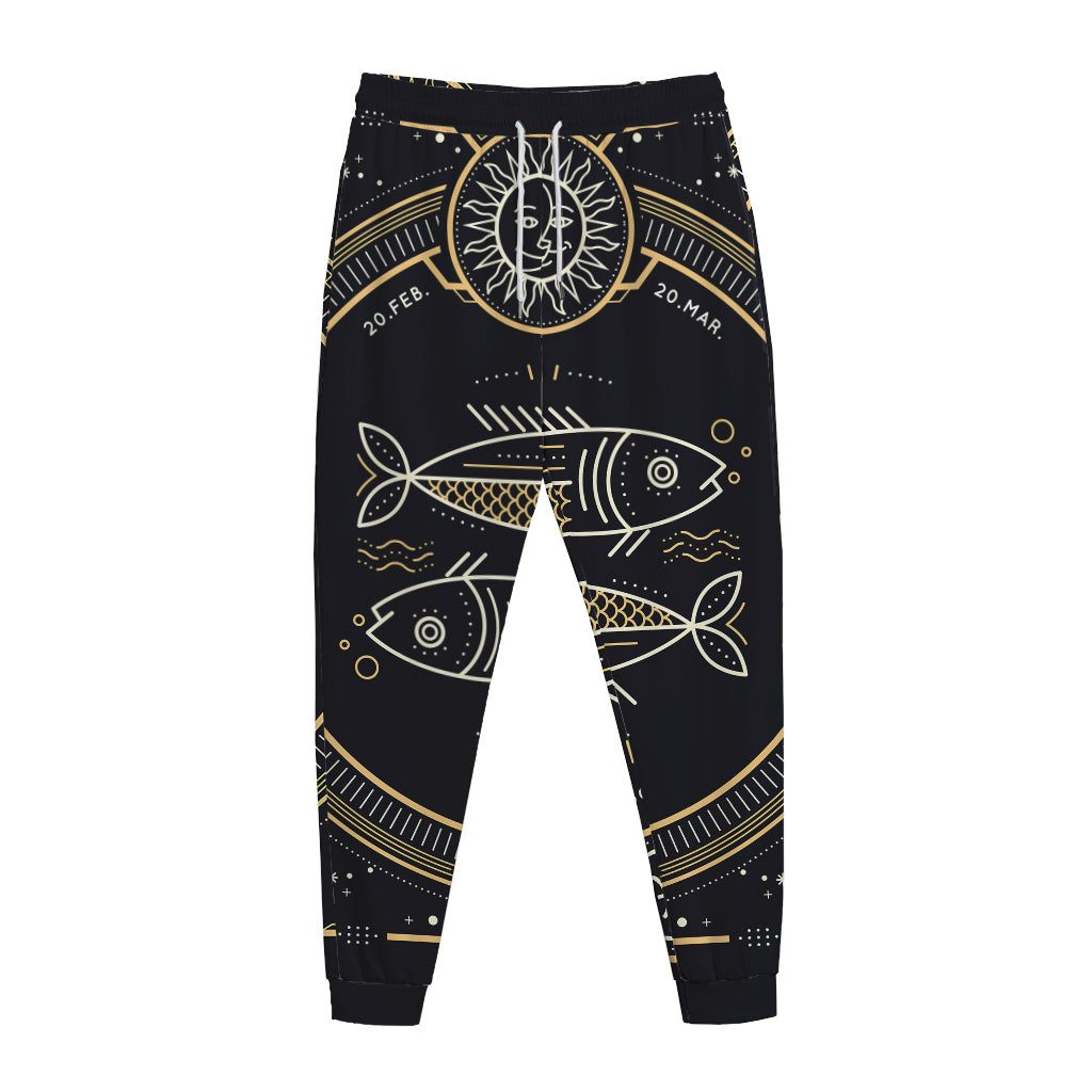 Vintage Pisces Zodiac Sign Print Jogger Pants