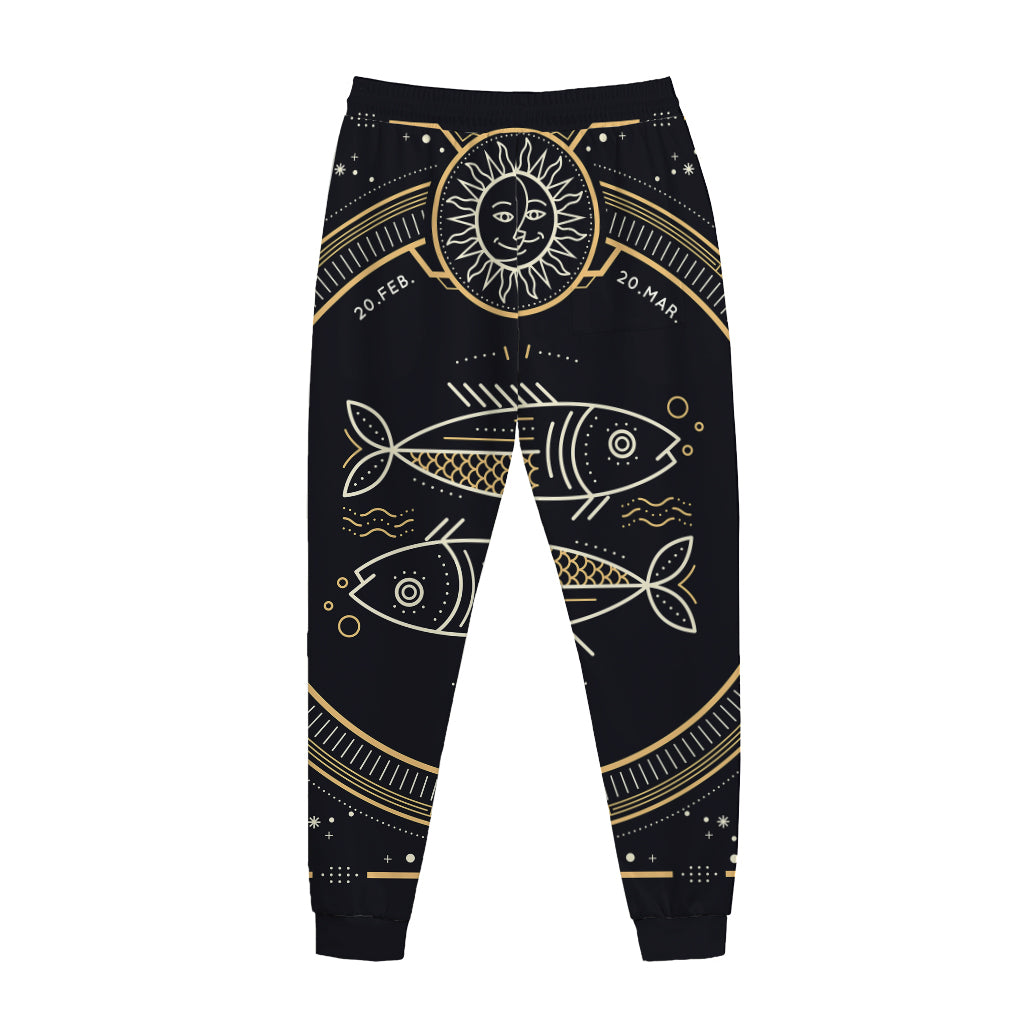 Vintage Pisces Zodiac Sign Print Jogger Pants