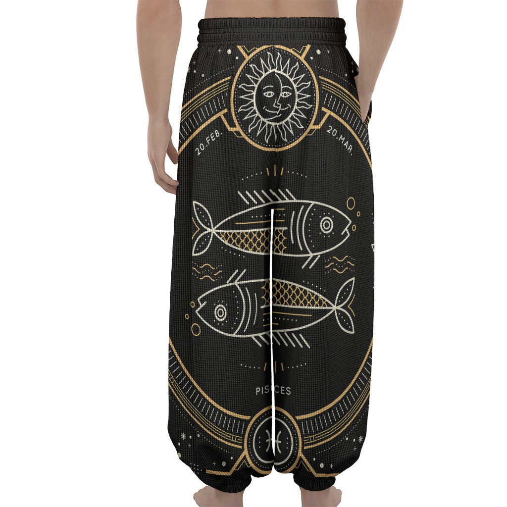 Vintage Pisces Zodiac Sign Print Lantern Pants