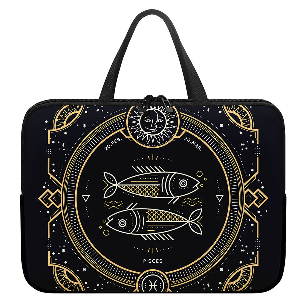 Vintage Pisces Zodiac Sign Print Laptop Sleeve With Handle