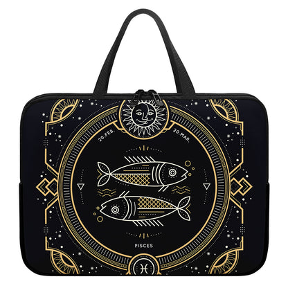 Vintage Pisces Zodiac Sign Print Laptop Sleeve With Handle