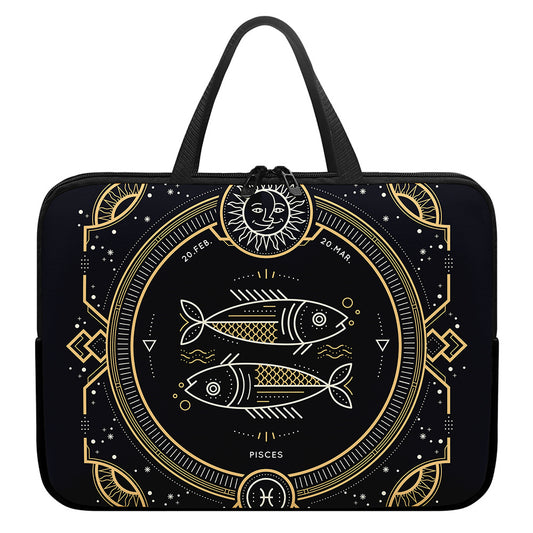 Vintage Pisces Zodiac Sign Print Laptop Sleeve With Handle