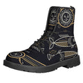 Vintage Pisces Zodiac Sign Print Lace-Up Boots
