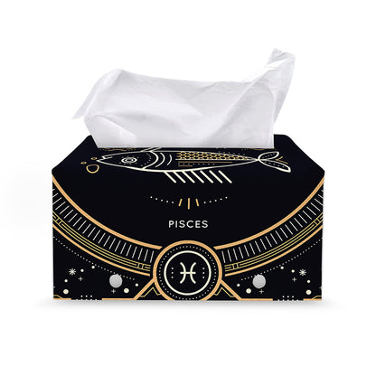 Vintage Pisces Zodiac Sign Print Leather Tissue Box Cover