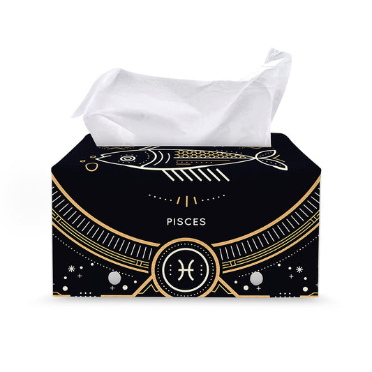 Vintage Pisces Zodiac Sign Print Leather Tissue Box Cover