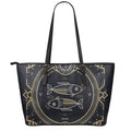 Vintage Pisces Zodiac Sign Print Leather Tote Bag With Zipper