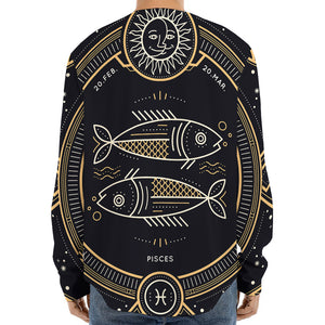 Vintage Pisces Zodiac Sign Print Long Sleeve Baseball Jersey