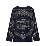 Vintage Pisces Zodiac Sign Print Long Sleeve Short Coat