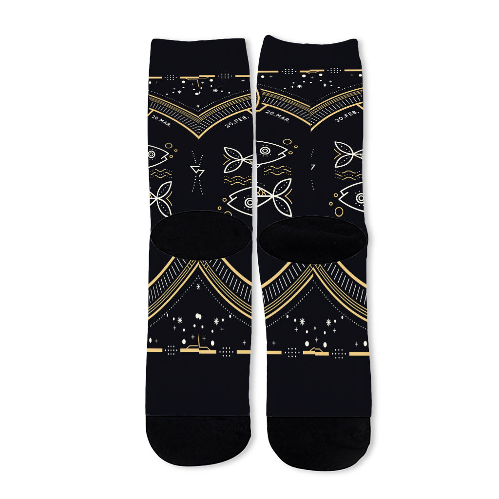 Vintage Pisces Zodiac Sign Print Long Socks