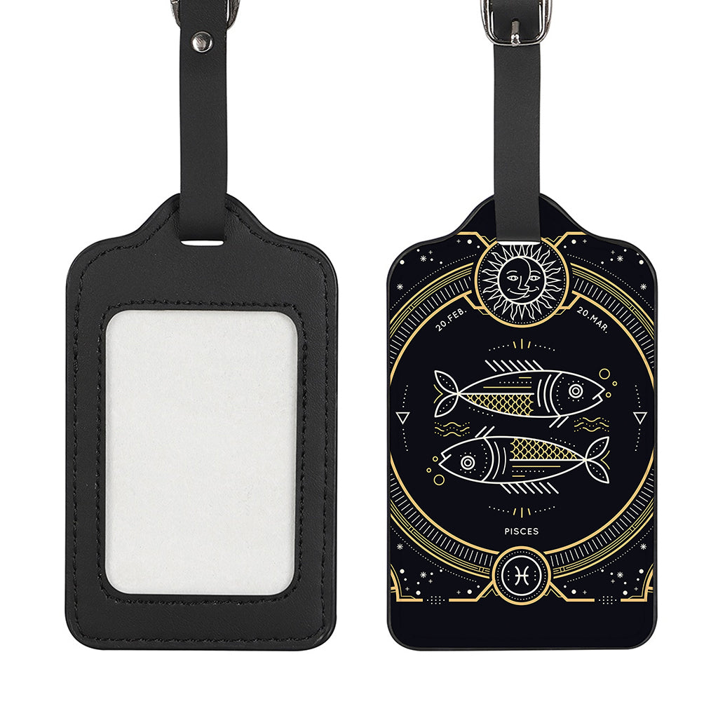 Vintage Pisces Zodiac Sign Print Luggage Tag