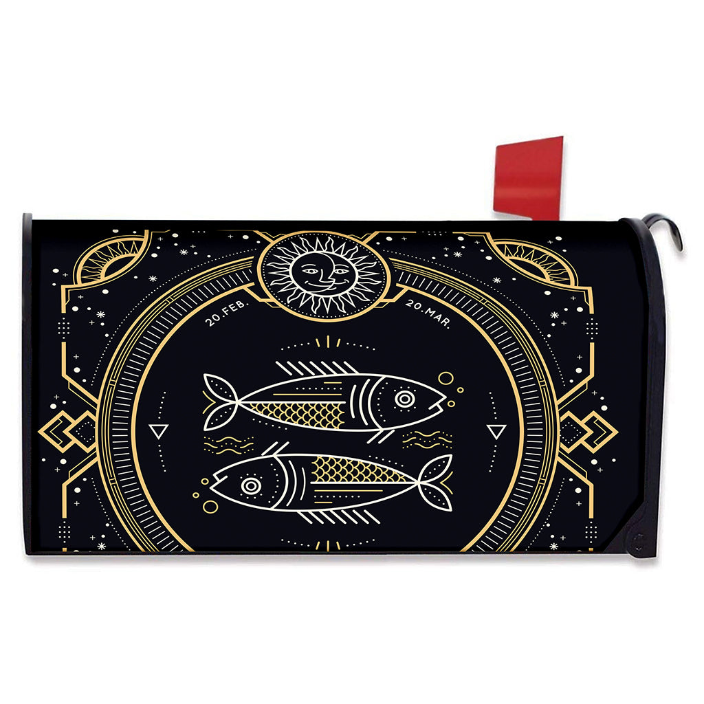 Vintage Pisces Zodiac Sign Print Mailbox Cover