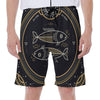 Vintage Pisces Zodiac Sign Print Men's Beach Shorts