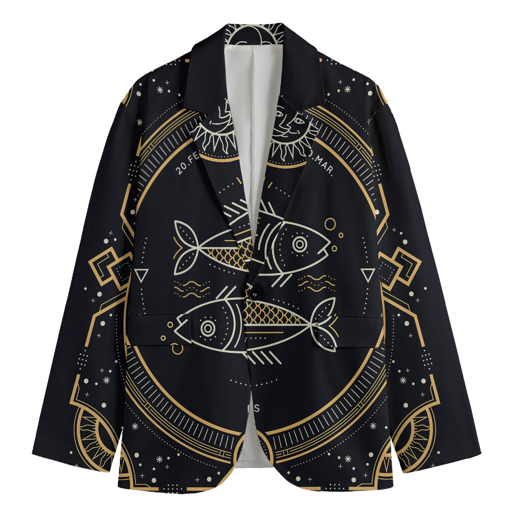 Vintage Pisces Zodiac Sign Print Men's Blazer