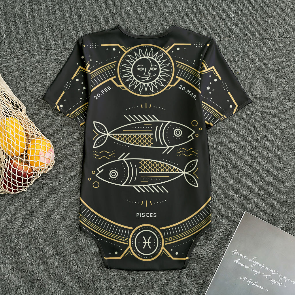 Vintage Pisces Zodiac Sign Print Men's Bodysuit