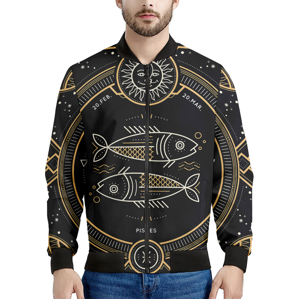Vintage Pisces Zodiac Sign Print Men's Bomber Jacket
