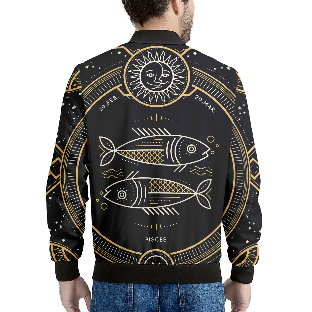 Vintage Pisces Zodiac Sign Print Men's Bomber Jacket