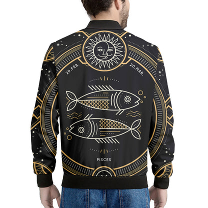Vintage Pisces Zodiac Sign Print Men's Bomber Jacket