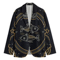 Vintage Pisces Zodiac Sign Print Men's Cotton Blazer